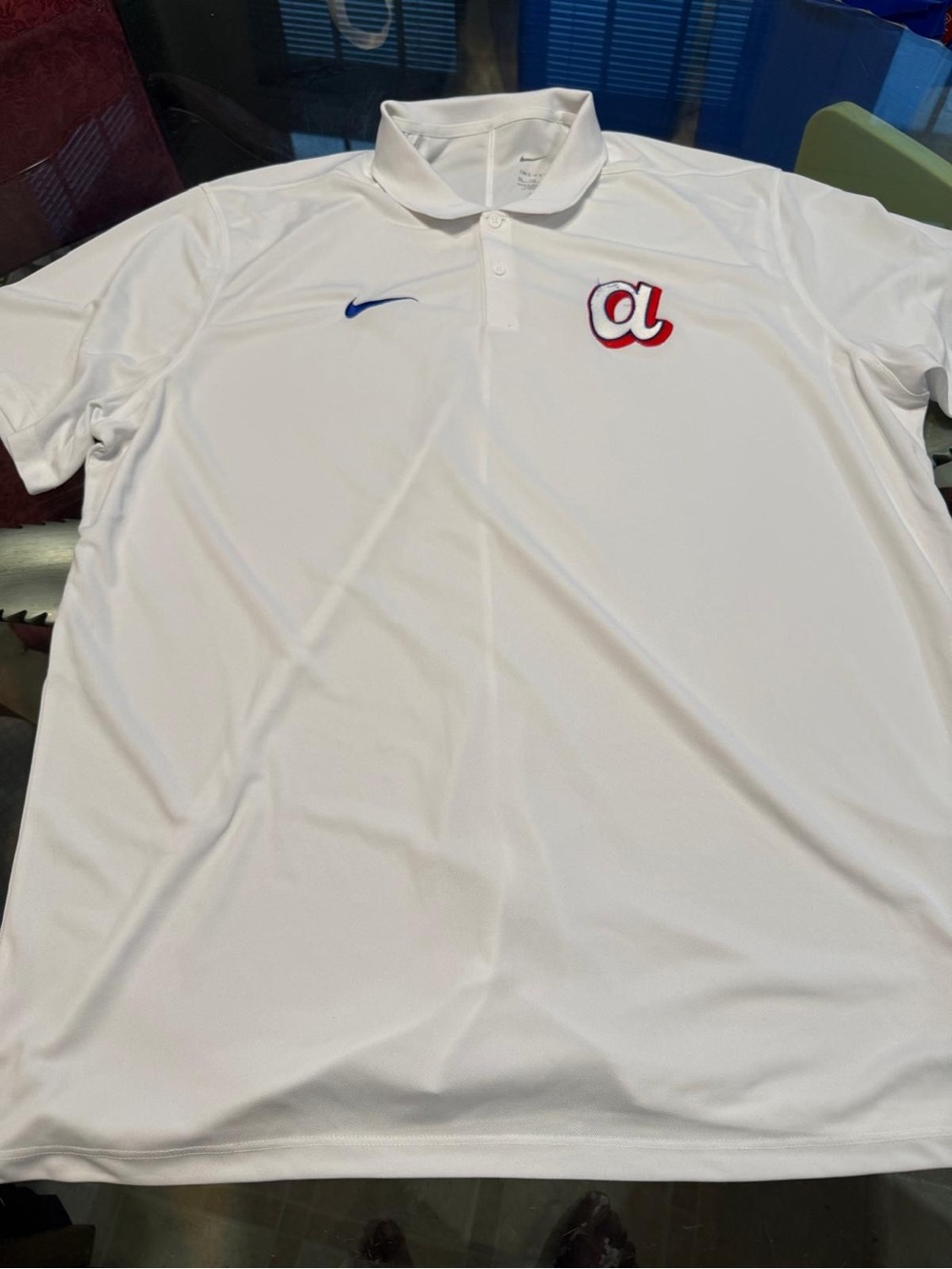Nike White Polo with Red and Blue Accent Logos